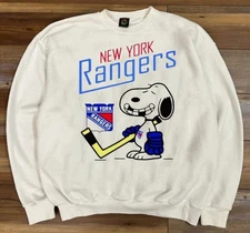 Vtg New York Rangers Hockey Cartoon champs white crewneck sweatshirt VK06404