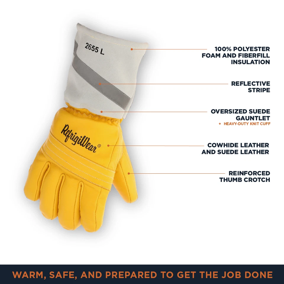 RefrigiWear Insulated Water-Resistant Cowhide Leather Gloves - Durable, -20°F - Image 3 of 4