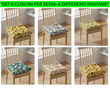 Set 6 Cuscini per Sedie Cucina con Lacci - 6 Colori - SPEDIZIONE GRATUITA
