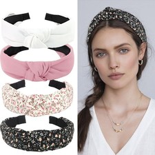 Knotted Headbands for Women 4 PCS Non Slip Flower Printed Top Knot