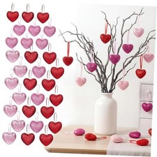 Pcs Valentine's Day Decor Heart Ornaments Red Pink Glitter Heart Shaped 36