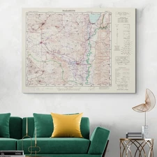 1944 Map of Nazareth – Roads, Urban Layout & Topography During British Mandate