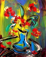 BOUQUET RED -  GICLEE PRINT  Painting Stretched Canvas Impressionist KAZAV