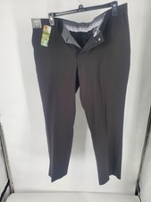 Haggar Dress Pants Men's 40x30 Black Premium Comfort Straight Stretch Stria New
