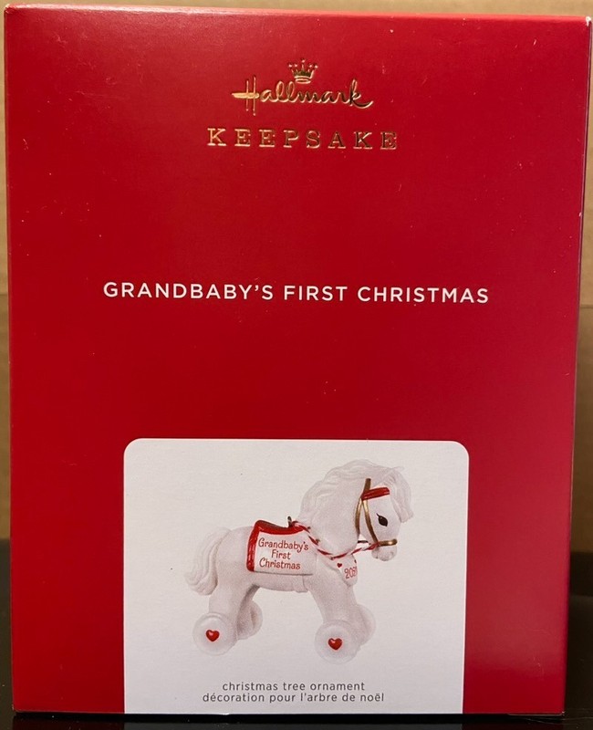 2021 Hallmark *Grandbaby's First Christmas* Rocking Horse  Keepsake  ~Porcelain~
