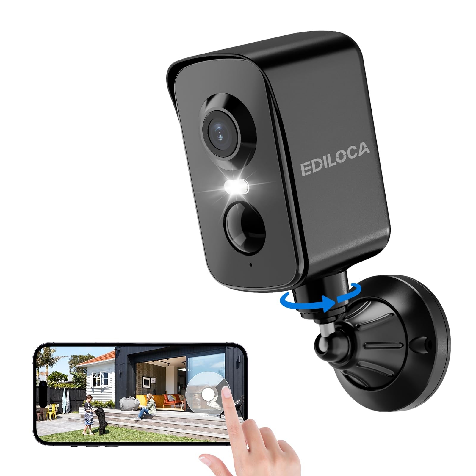 Wireless Outdoor, 2k Pan Rotating 300&deg; Battery Powered Wifi