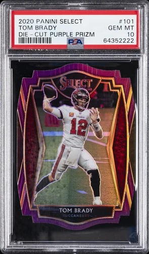 2020 PANINI SELECT DIE-CUT PURPLE PRIZM #101 TOM BRADY PSA 10