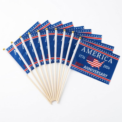 250Th Anniversary USA Stick Flags, 10Pcs America Handheld Flags 5X8 Inch, 4Th of