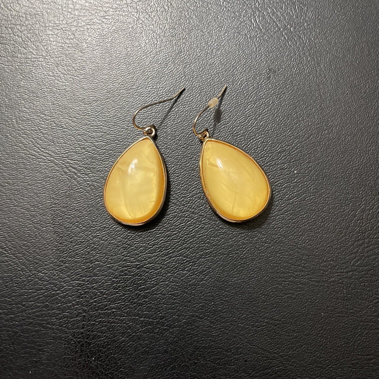Teardrop Dangle Earrings with Translucent Yellow … - image 1