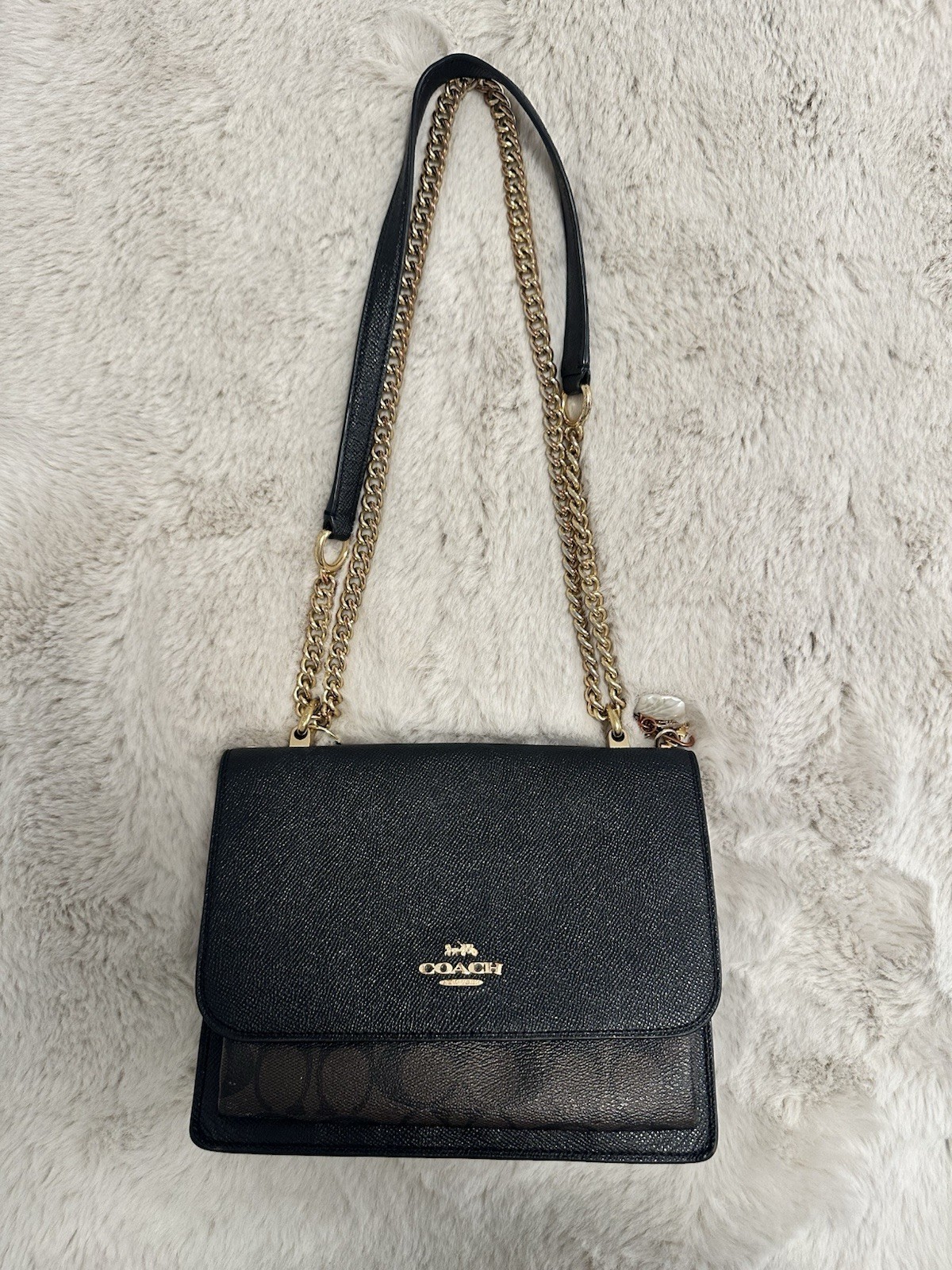 Coach Black Leather Chain Shoulder Bag