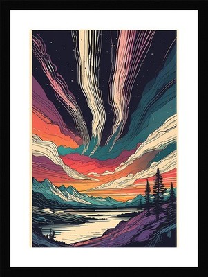 Nostalgic Northern Lights Framed Wall Art Poster Canvas Print Picture
