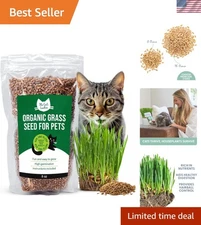 Non-GMO Indoor Cat Grass Seeds - Superfood Blend of Wheat, Rye & Barley (8 oz)