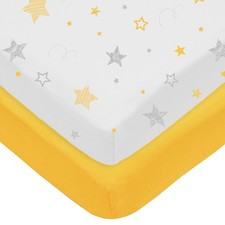 2 Pack 100 Natural Cotton Fitted Mini Crib Sheets 38" x 24" - Soft  Breatha...