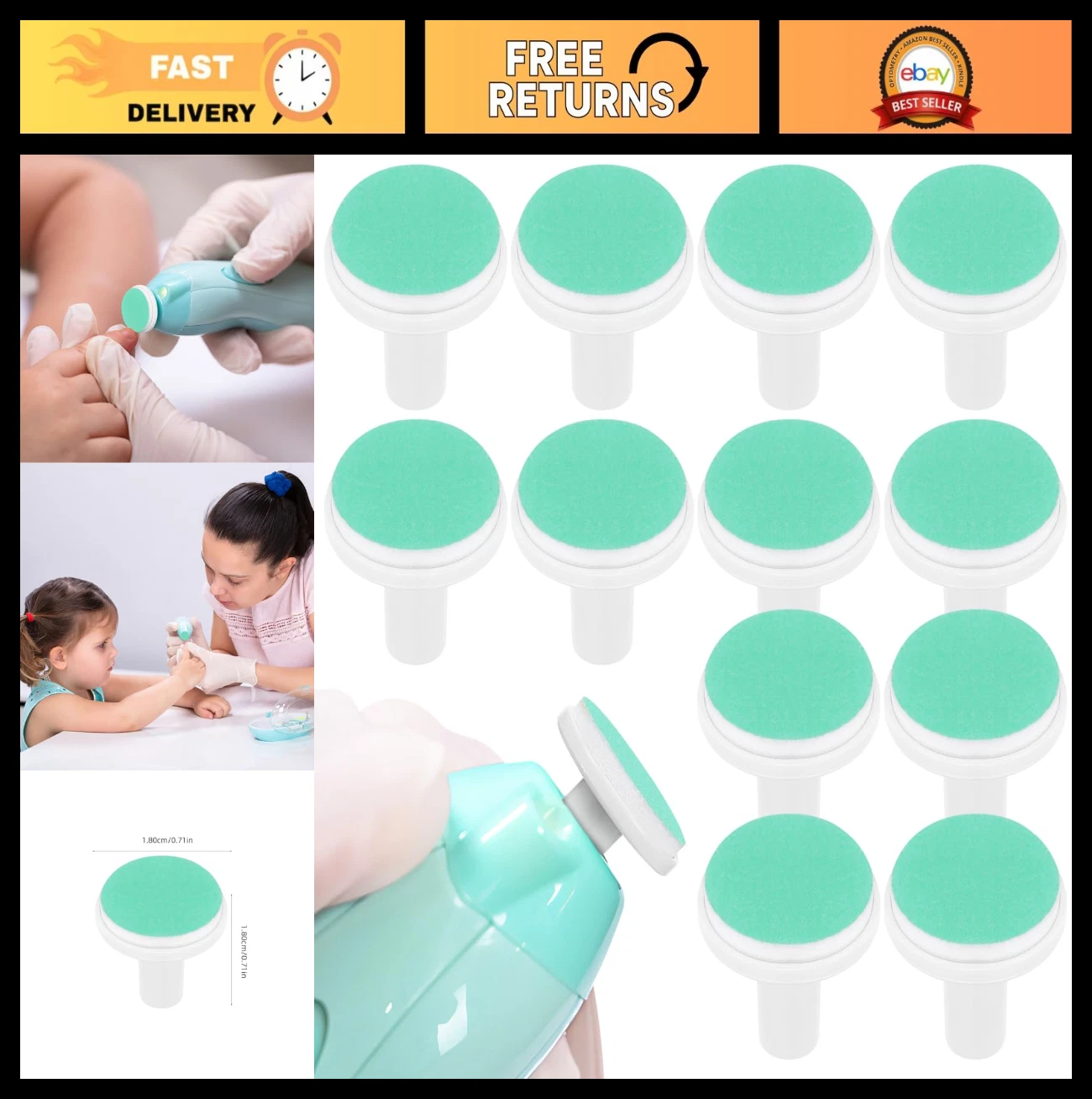24 Pcs Baby Nail File Pads - Electric Nail Trimmer Replacement Heads for Newborn