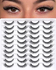False Eyelashes 20 Pairs Wispy Lashes Faux Mink A-natural style (061) 