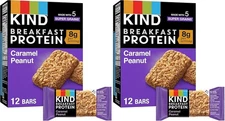 (Free Duty Tax) KIND Breakfast Protein Bars, Caramel Peanut, Healthy Snacks,