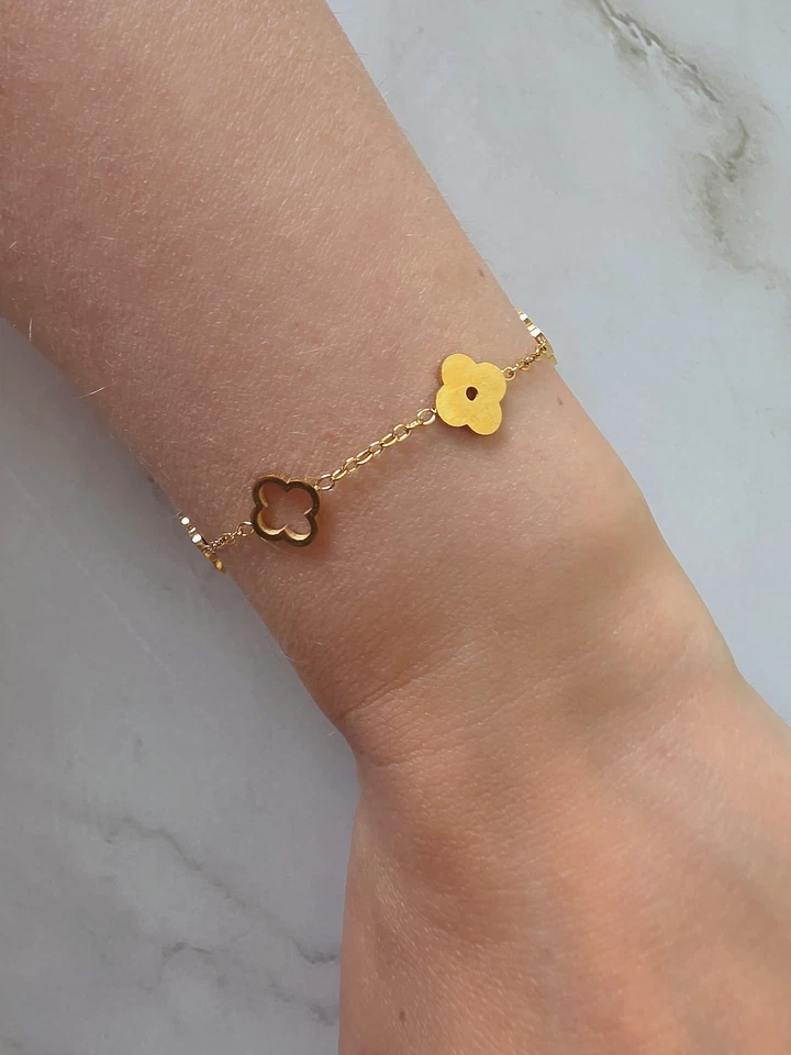 Pulsera Trébol Hoja 14k Oro Delicada Buena Suerte Regalos de Cumpleaños para Mujer Foto 2 de 4
