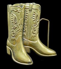 Western Cowboy Boots Brass Baron Vintage Belt Buckle