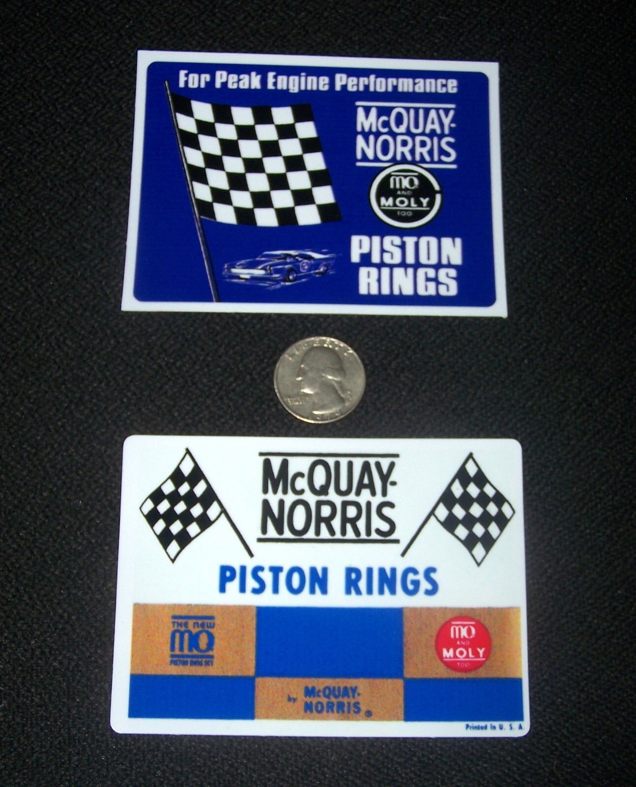 McQuay Norris NHRA NASCAR Drag Racing Piston Rings Stickers Hot Rod