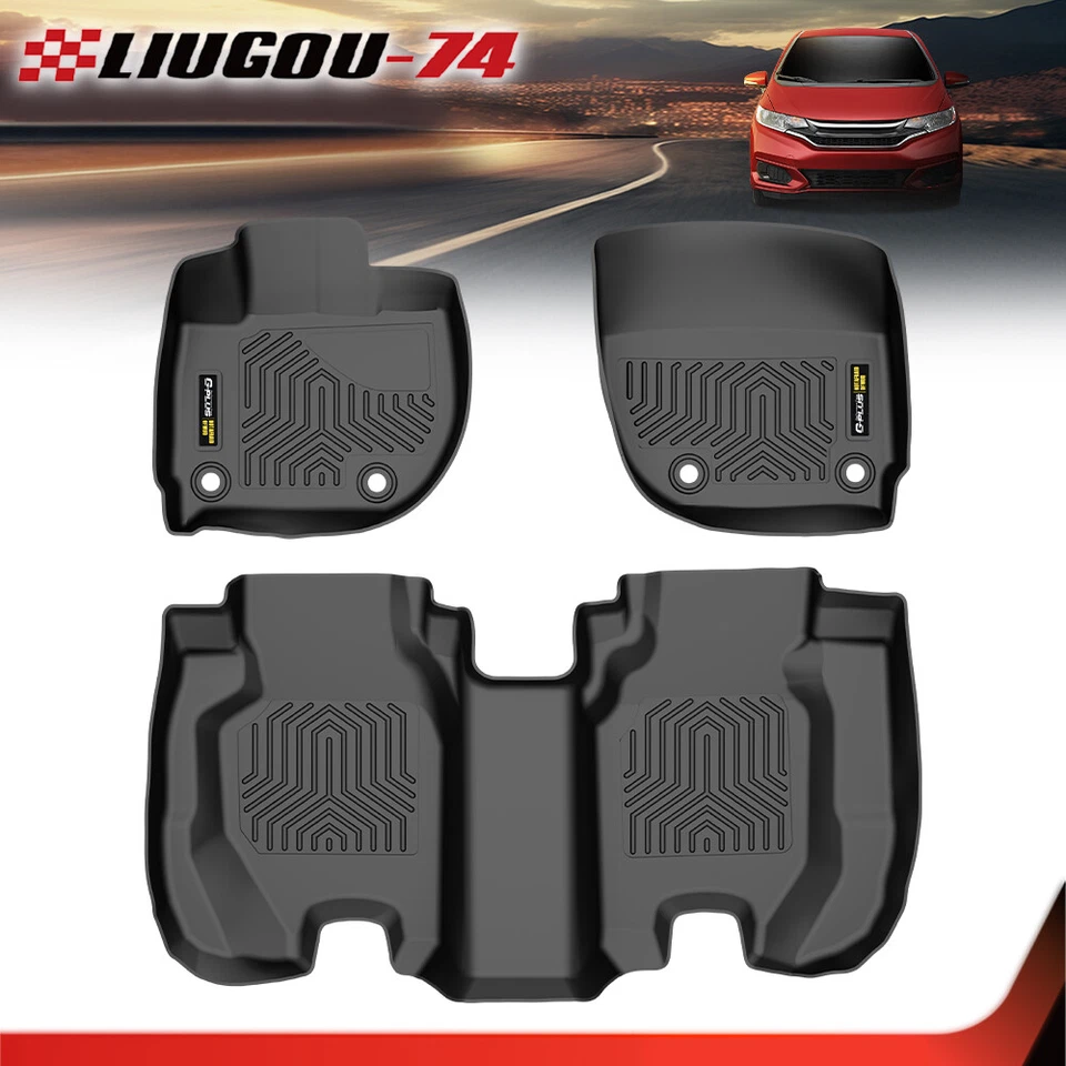 Fit For 2015-2020 Honda Fit All Weather 3D TPE Floor Mats 1st & 2nd Rows Liners - Image 2 of 4