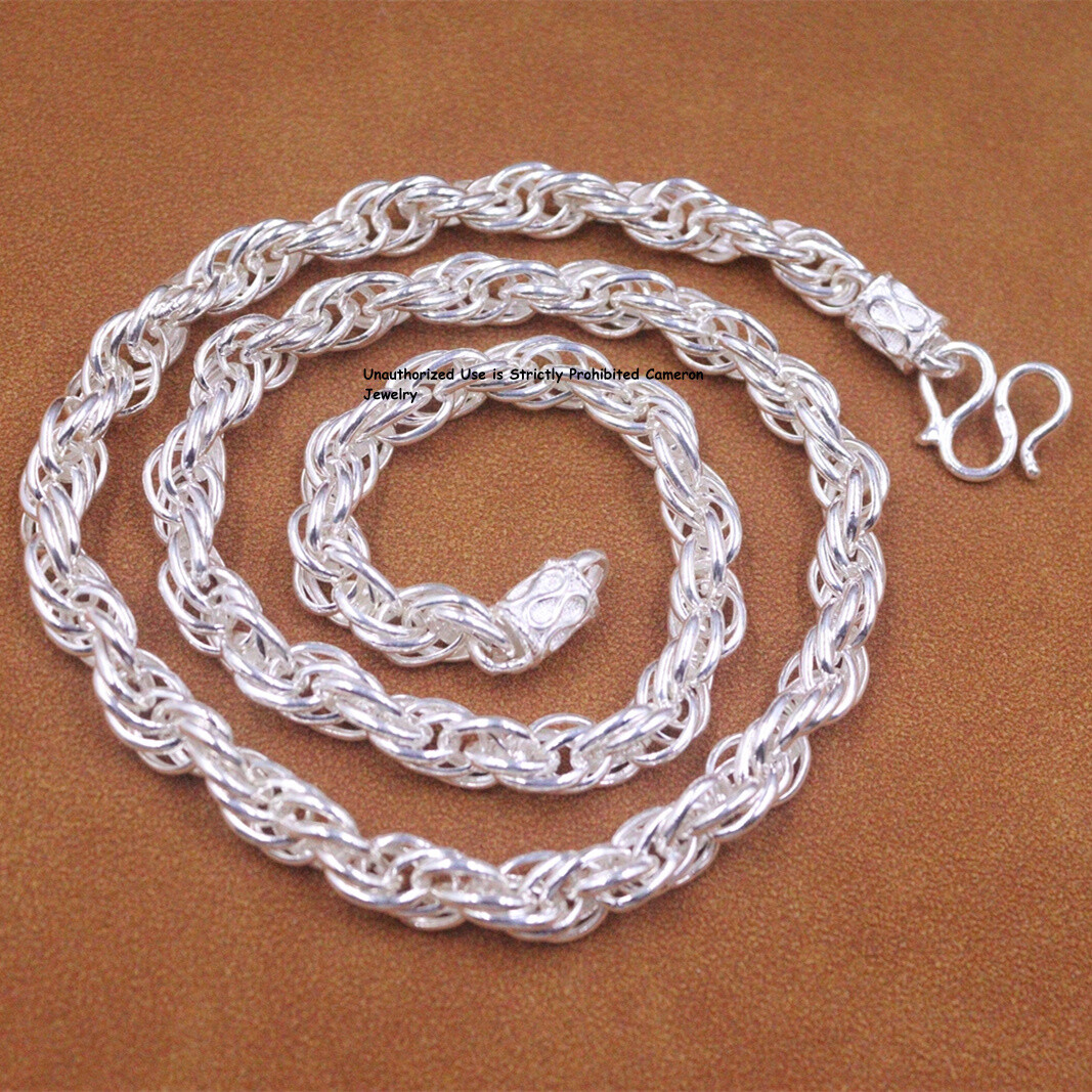 Solid S999 Fine Silver 999 Chain 7mm Toggle Rope Link Solid S999 Fine Silver 999 Chain 7mm Toggle Rope Link