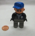 Vtg. Lego Duplo Policeman Chief Cop Police Station Car Motorcycle 2.5" Blue Hat