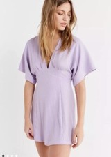 URBAN OUTFITTERS Claudia Ribbed Knit Plunging Mini Dress Purple Size XS EUC