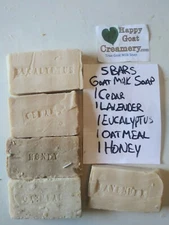 5 BARS RAW GOAT MILK SOAP PURE ESSENTIAL OILS HAPPY GOAT CREAMERY CHEAP BULK LOT