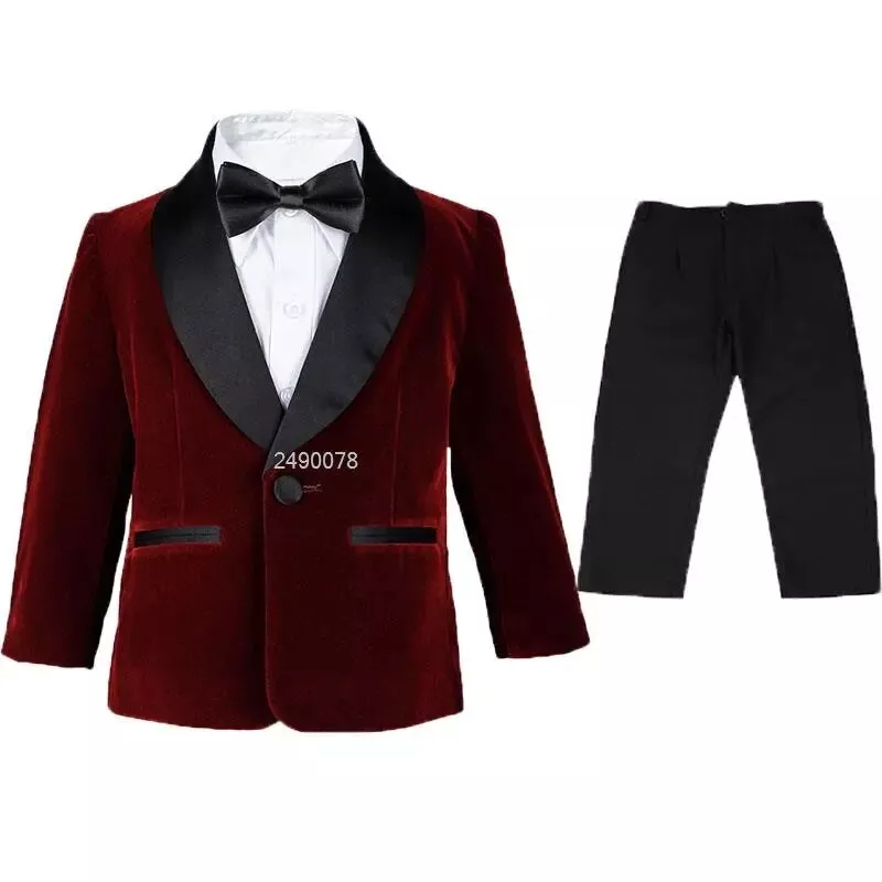 Kids 1 Year Birthday Dress Baby Boys Velvet Jacket Pants Suit