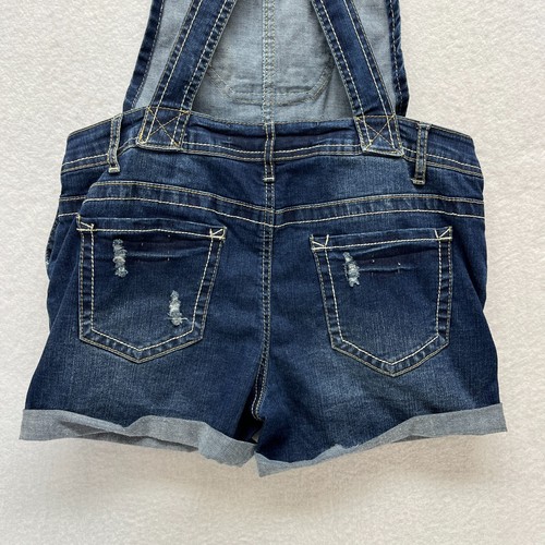 Wallflower Overall Denim Shorts Juniors M - Dark Wash Stretch Denim - Picture 10 of 12
