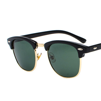 Klassische halb randlose polarisierte Sonnenbrille 2021 Herren Damen quadratisch UV400 Retro - Bild 8 von 15