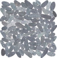 Steinkiesel Flusskiesel Anthrazit Schwarz Wand Boden Bad 10 Matten 30-In24_F