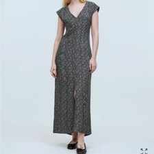 Madewell Cap-Sleeve V-Neck Midi Dress in Floral Cupro-Blend 6