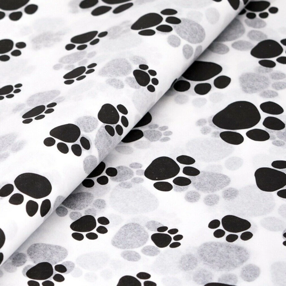 Paw Prints - Pets Puppy Dog Cat White Birthday Gift Wrapping Tissue Paper Sheets - Image 2 of 3