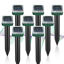 8 PACK Solar Power Ultrasonic Mice Gopher Mole Pest Snake Repellent Repeller