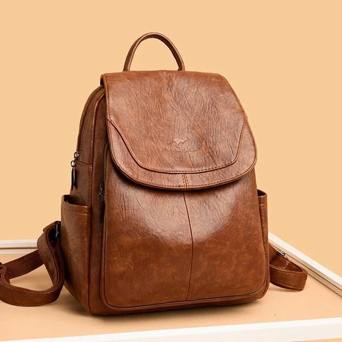 Women's soft leather backpack with large capacity - Picture 3 of 13