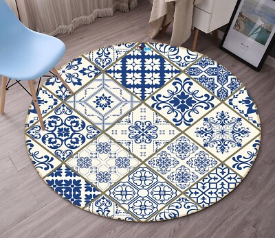 3D Blue Tiles O3347 Game Rug Mat Round Elegant Photo Carpet Mat Eve ...