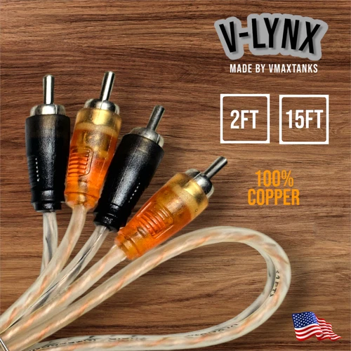 VLYNX 2FT or 15 FT 100% Copper RCA Male  Stereo Audio Cable Cord Plug Flexible