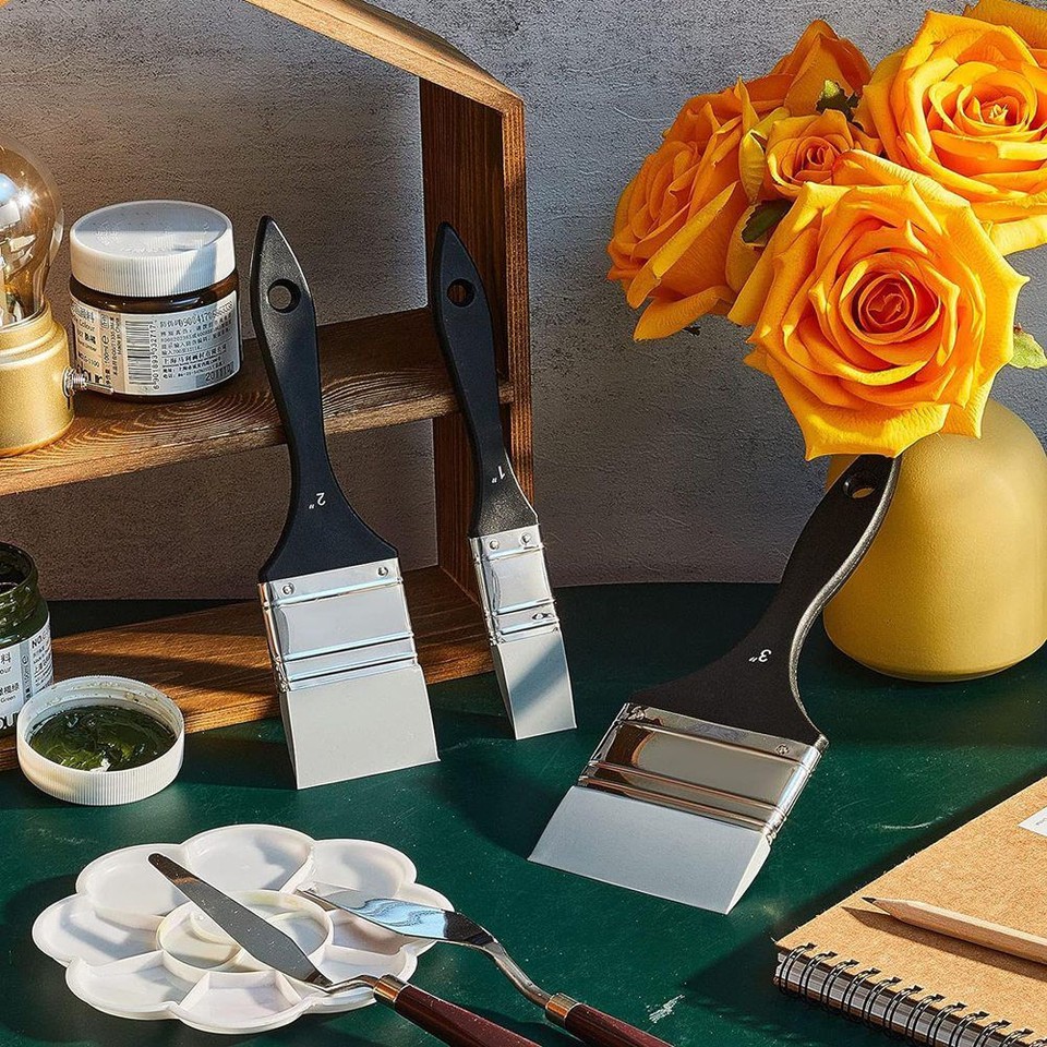 5Pcs Silicone Paint Brush Set,Flat Shaped Painting Tool for Water