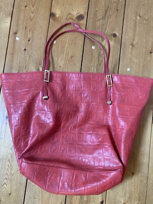 Handtasche Lederoptik Tasche rot Charles Vögele old money gold
