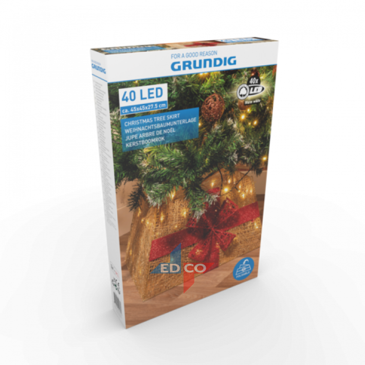 Christmas Tree Skirt Light Up Gold 40 LED's Foldable Xmas Tree Cover