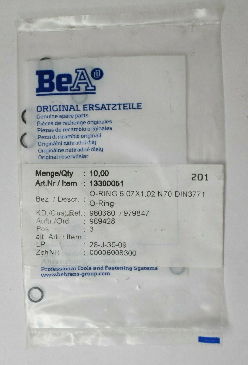 BeA Authentic Stapler Part ORing 6 13300051 For 95/16418 Pack of 10 eBay