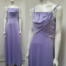 Vintage 1970s LORRIE DEB Purple Jersey Knit Maxi Dress Disco  - Size S