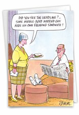 1 Funny Blank All Occasions Greeting Card - See The Headlines - Envelope,US-Made
