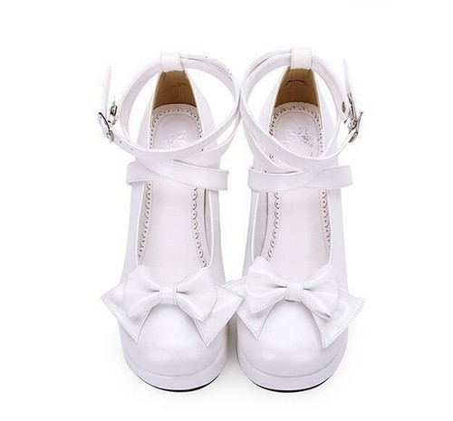 Cosplay Lolita Zapatos Mujer Moño Mary Jane Espesar Plataforma Zapatos Muffins - Imagen 11 de 27