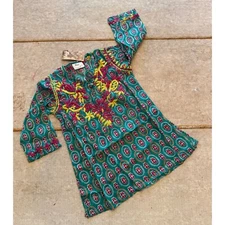 Raj Kids Boho Embroidered Tunic Dress 2–4 YRS India 100% Cotton NWT Retro Floral