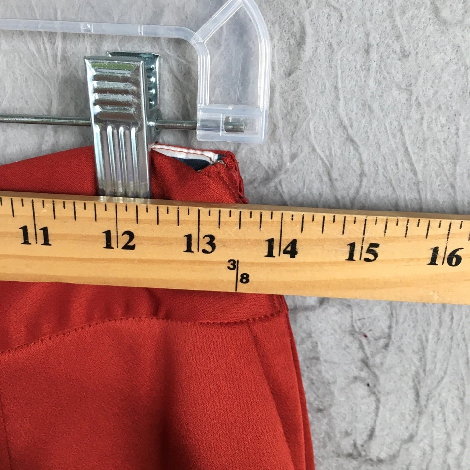 Ted Baker Pants Womens 4 Orange Shiny Wide Leg Gauchos Flowy Artsy Culotte - Image 4 of 4