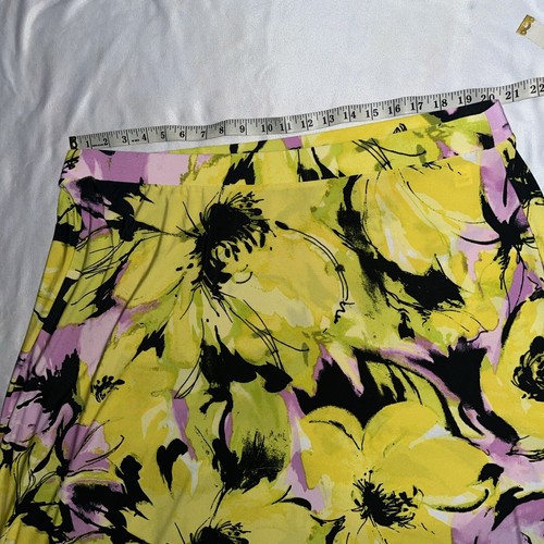 EST 1946 Maxi Skirt Plus Size 22/24W Yellow Pink Bright Florals Pull On Elastic - Picture 2 of 8