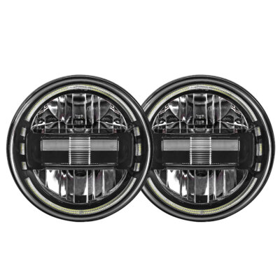 Pair Black 7 inch Round Halo LED Headlights Hi-Low For Jeep Wrangler JK TJ CJ LJ
