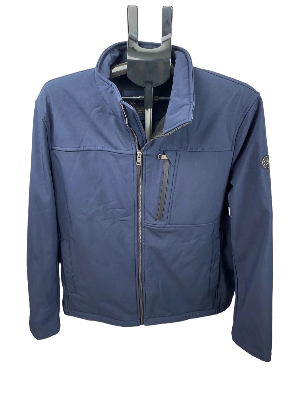 CALVIN KLEIN Men's Navy Soft Shell Infinite Stretch water resistant Full-Zip Jac